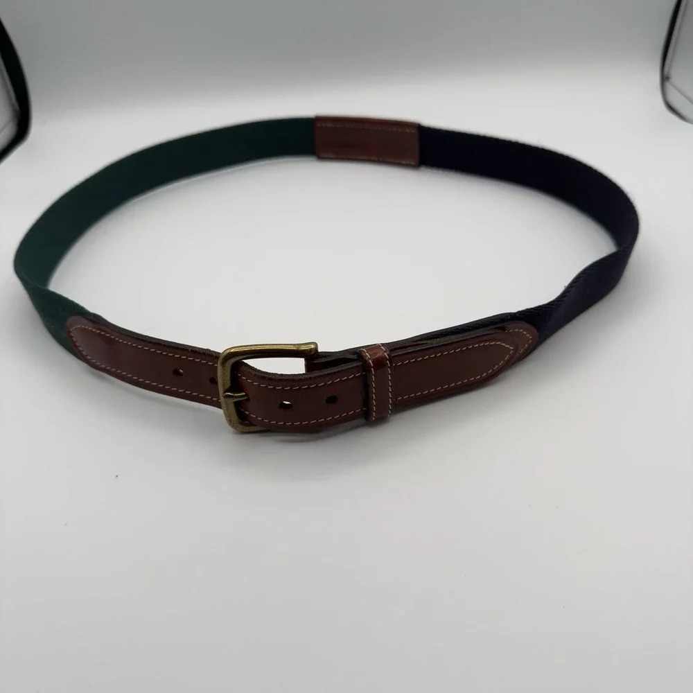 Tommy Hilfiger Authentic Surplus Style Mens Belt Sz 38 Navy‎ Blue/Green/ Leather
